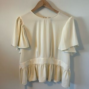 Express cream flutter sleeve peplum top XL